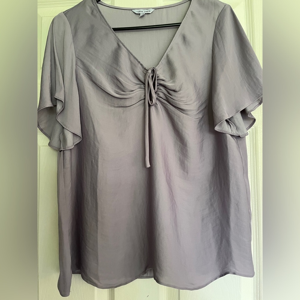 Gray silky Naked Zebra top.  Excellent condition